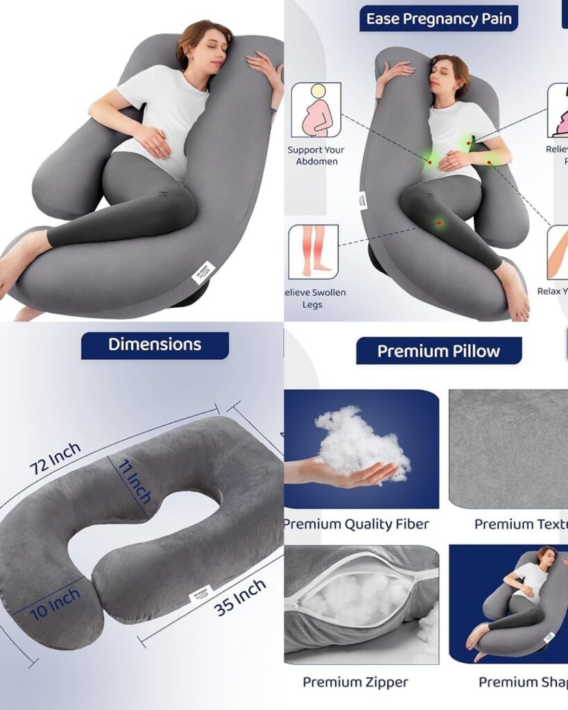 J Shaped GaddaCo’s Full Body Maternity Pillow - pregnancy pillow for third trimester